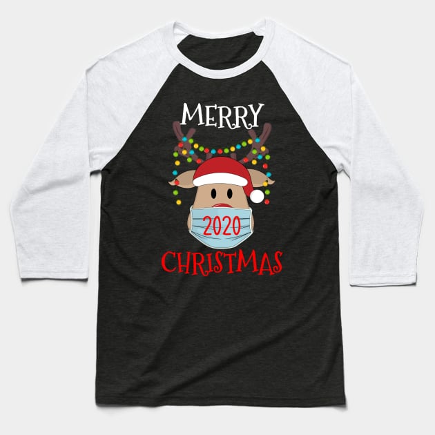 Reindeer With Face Mask Christmas 2020 Baseball T-Shirt by jodesigners